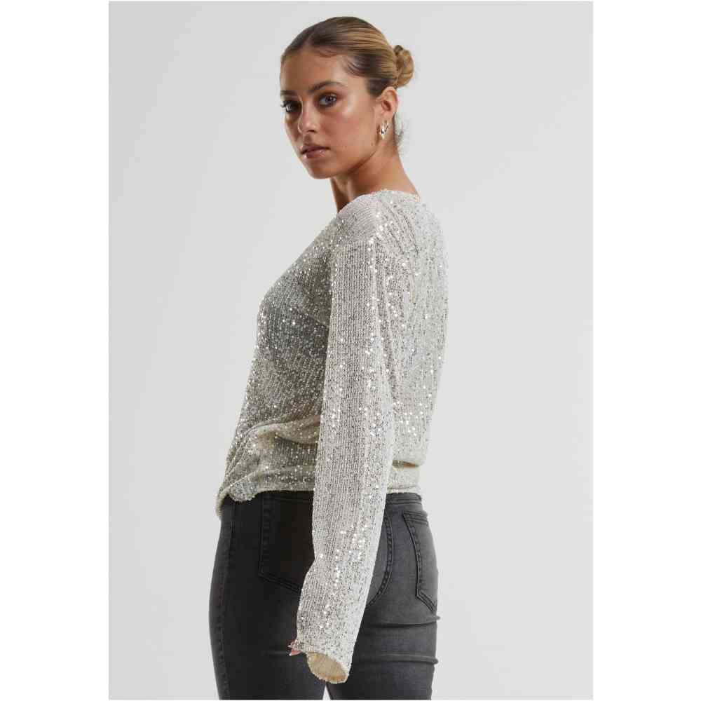 Urban Classics - Sequins Longsleeve top - Creme